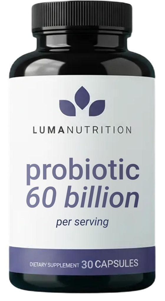 Luma Nutrition probiootikumid 60 miljardit CFU koos prebiootikumidega - probiootikumid naistele ja meestele - formuleeritud seedetrakti tervise jaoks - Vegan & Gluteenivaba - 60 kapslit