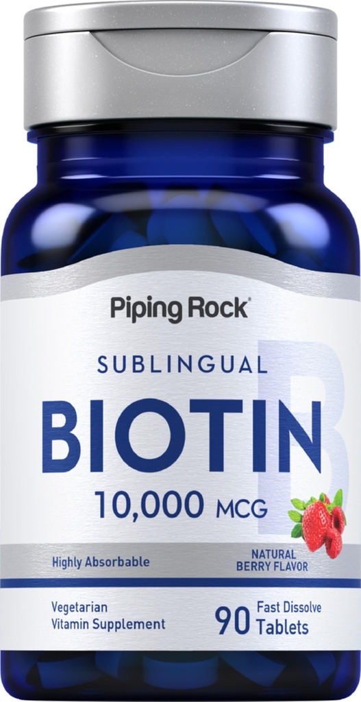 Torukivi biotiin 10000mcg Kiire lahustuv tablett | 90 Count | Berry Maitse Sublingvaalsed pillid | Max Tugevus ja kõrge imendumine | Taimetoitlane, mitte-GMO, gluteenivaba toidulisand