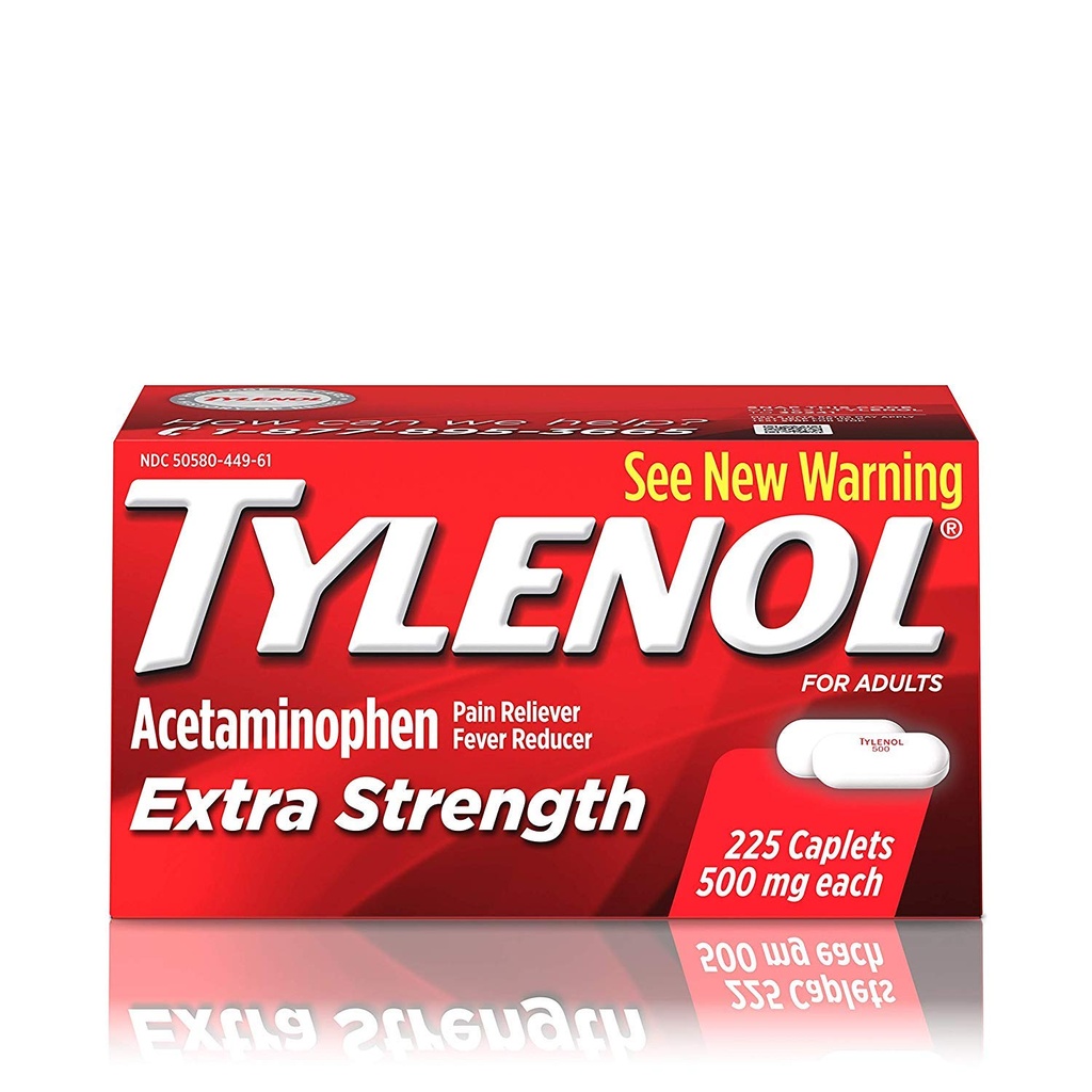 Tylenol Extra Tugevus Kapslid 500 mg atsetaminofeeni , valu leevendaja ja palaviku vähendajaga , 225 ct