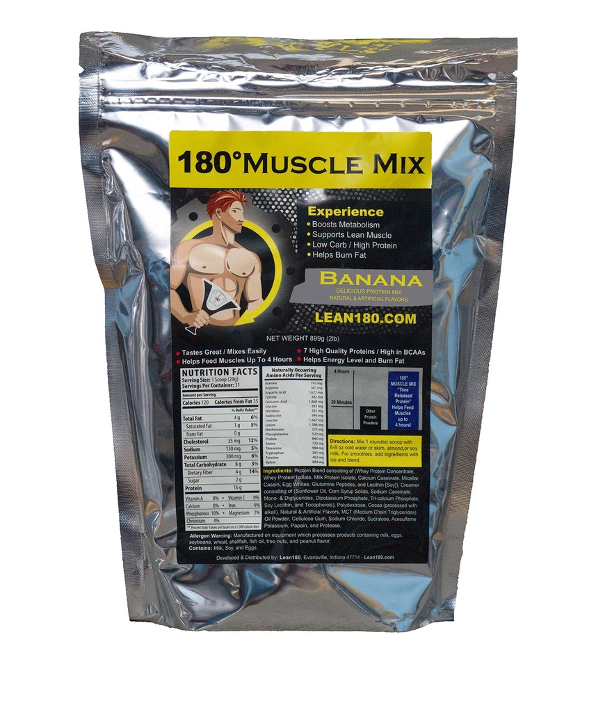 Lean 180 lihaste segu - parim maitse vadakuvalgu raputamine - hommikusöök, post treening, snack - aitab lean lihaseid, suurendab energiat - maitseb suurepäraselt - 31 raputamist - banaan