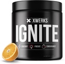 Xwerks Ignite Orange Pre Workout Pulber, Natural Keto Pre treening naistele ja meestele plahvatusohtlik energia, Gluteenivaba segu vastupidavust ja vastupidavust, 150mg Kofeiin, 30 Servings