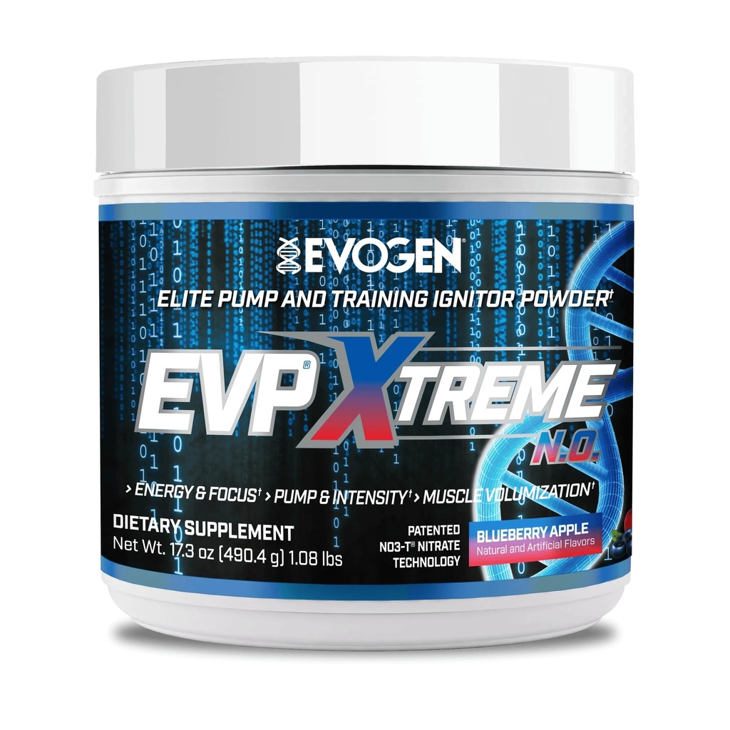 Evogen EVP Xtreme NO - Pre Workout Pulber meestele ja naistele | Sugar Free Preworkout Beta Alanine, Kreatiin ja kofeiin energia ja pumba | Blueberry Apple | 40 Servings