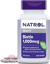 Natrol Beauty Biotin 1000mcg, toidulisand tervetele juustele, nahale, küüntele ja energia ainevahetusele, 100 tabletti, 100 päeva pakkumine (Pack of 12)