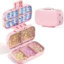 MEACOLIA Triple-Folding Pill Organizer, 9 Komplektid Suure mahutavusega reisipillid, Daily Pill Box Väikesed pillid Konteiner Vitamiin, tursamaksaõli, Lisandid (Pink)