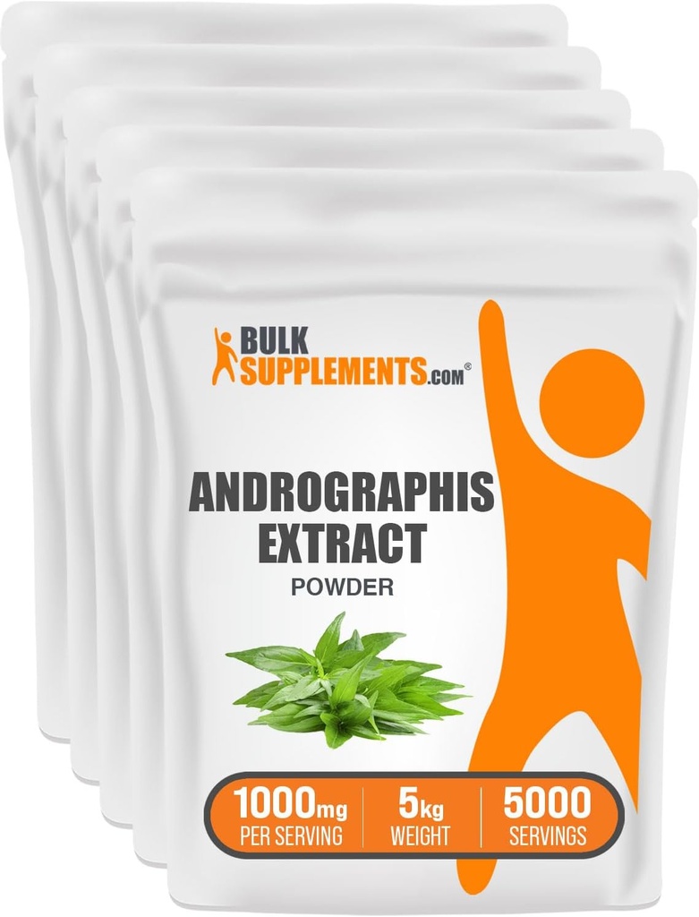 BulkSupplements.com Andrographis Extract Powder - Andrographis Paniculata, Taimne täiendus, Andrographis Pulber - Gluteenivaba, 1000mg per Serving, 5kg (11 naela)
