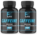 FXSUPPS Kofeiin 200 mg pillid (2-Pack, 400 Kapslid) – Kiiretoimeline energiatoetus täiendada meestele ja naistele | Toetab häire, fookuse ja ainevahetuse funktsiooni