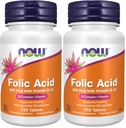 NOW Toidulisandid, foolhape 800 mcg + B-12 (tsüanokobalamiin) 25 mcg, B kompleksvitamiin, 250 tabletti (pakk 2)
