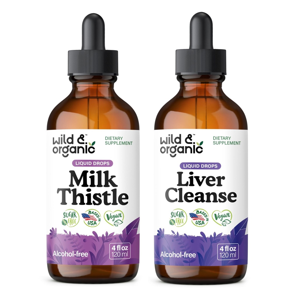 Wild & Organic Milk Thistle Tinktuur 4 fl oz & Maks Cleanse Tinktuur 4 fl oz