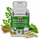 Moringa kapslid, puhta lehe pulber, roheline supertoit, energia, ainevahetus ja immuunsuse tugi, GMO-vaba, vegan, gluteenivaba - 120 kapslit