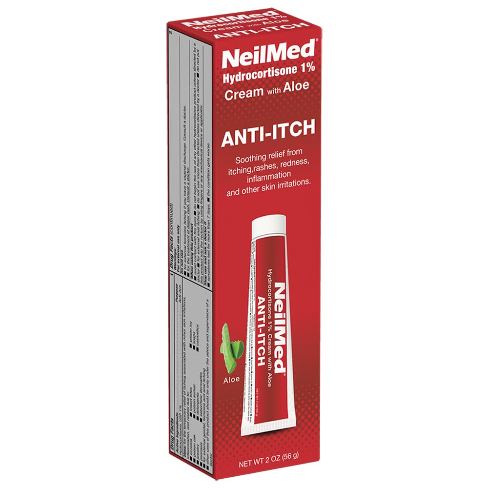 NeilMed Hydrocortisone 1% Anti Itch Cream koos Aloe Vera. 2oz - Fast Relief rahustav ja rahustav - ideaalne sügelus, lööbed, punetus, põletik ja muud nahaärritused
