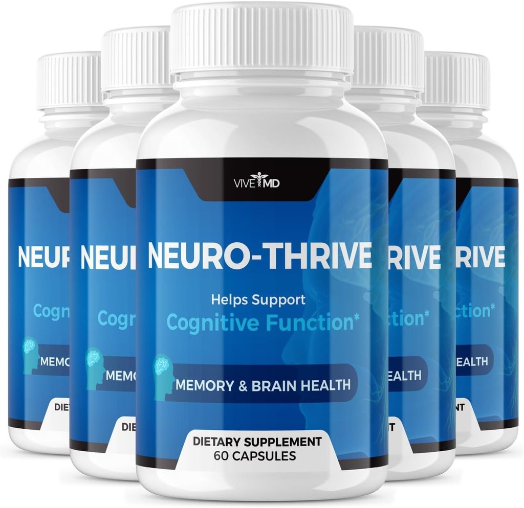 VIVE MD NeuroThrive Brain Supplement - Ametlik valem - Neuro Thrive PQQ, Neuro Thrive ekstra tugevus Ginkgo Biloba ekstrakt, Siberi ženšenni ekstrakt (5 Pack)