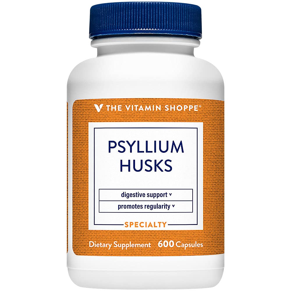 Vitamiin Shoppe Psyllium Husks - Plantago Ovata Fiber toidulisand, mis toetab korrapärasust ja tervislikku kolesterooli, 840 mg serveerimise kohta - Gluteenivaba (600 kapslit)