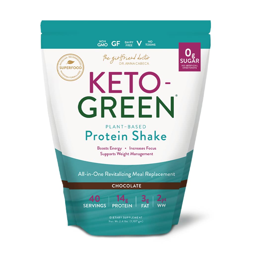 Dr Anna Cabeca Keto-Green Protein Shake - šokolaadivegan Protein igapäevaseks heaoluks, energiaks ja sujuvaks seedimiseks - 40 serveerimist