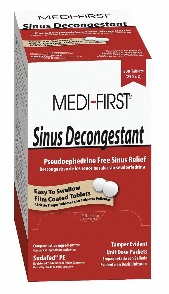 Medique Products Medi-First 80933 Sinus Decongestant, 100-pakendid 1 (pakend võib erineda), punane