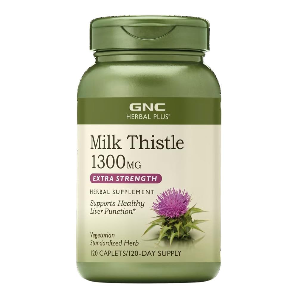GNC taimsed Plus piimaohakas 1300mg täiendus, ekstra tugevus, taimetoitlane, toetab tervislikku maksafunktsiooni, 120 serveerimist