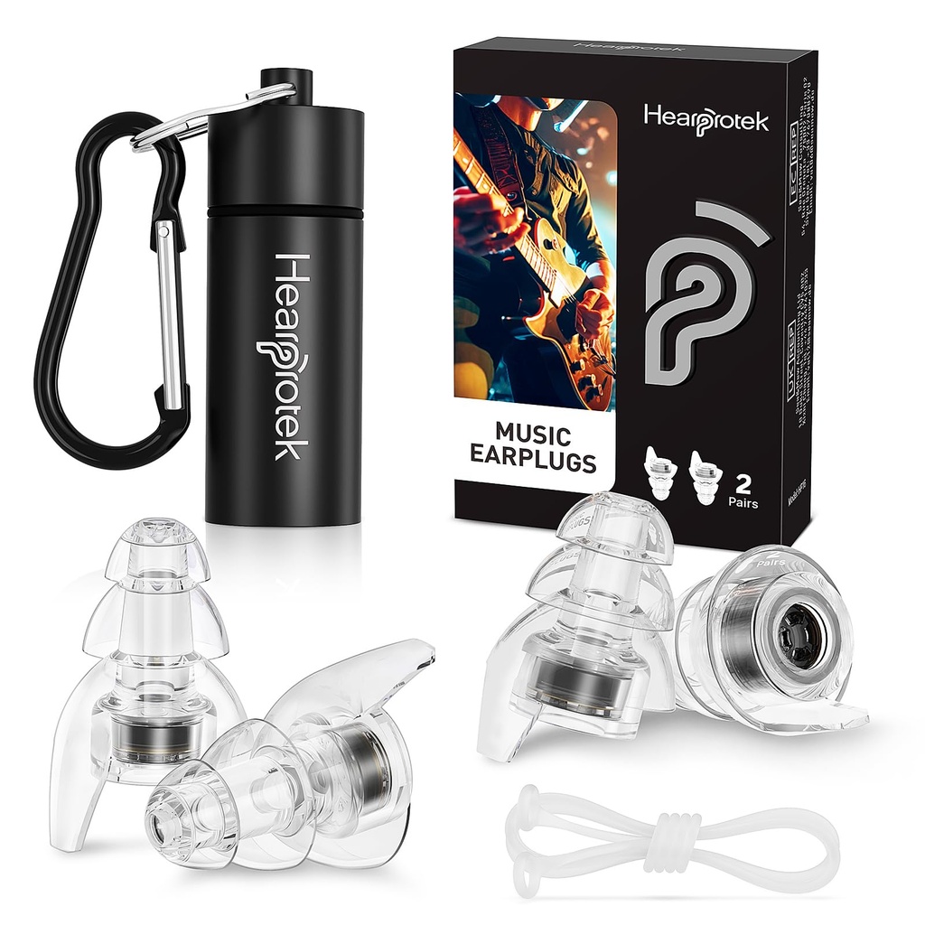 Hearproteki kontserdi kõrvatropid, 2Pairs Reusable High Fidelity Musician Ear Plugs for Concerts Loud Music-Noise Reduction Kõrvakaitse kõrvatropid Rave, Festival, Music, Tinnitus Relief