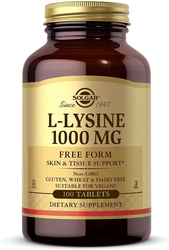 Solgar L-Lysine 1000 mg, 100 tabletti - tõhustatud imendumine ja imendumine - soodustab naha ja huulte terviklikkust - kollageeni tugi - aminohapped - mitte GMO, vegan, gluteenivaba - 100 serveerimist