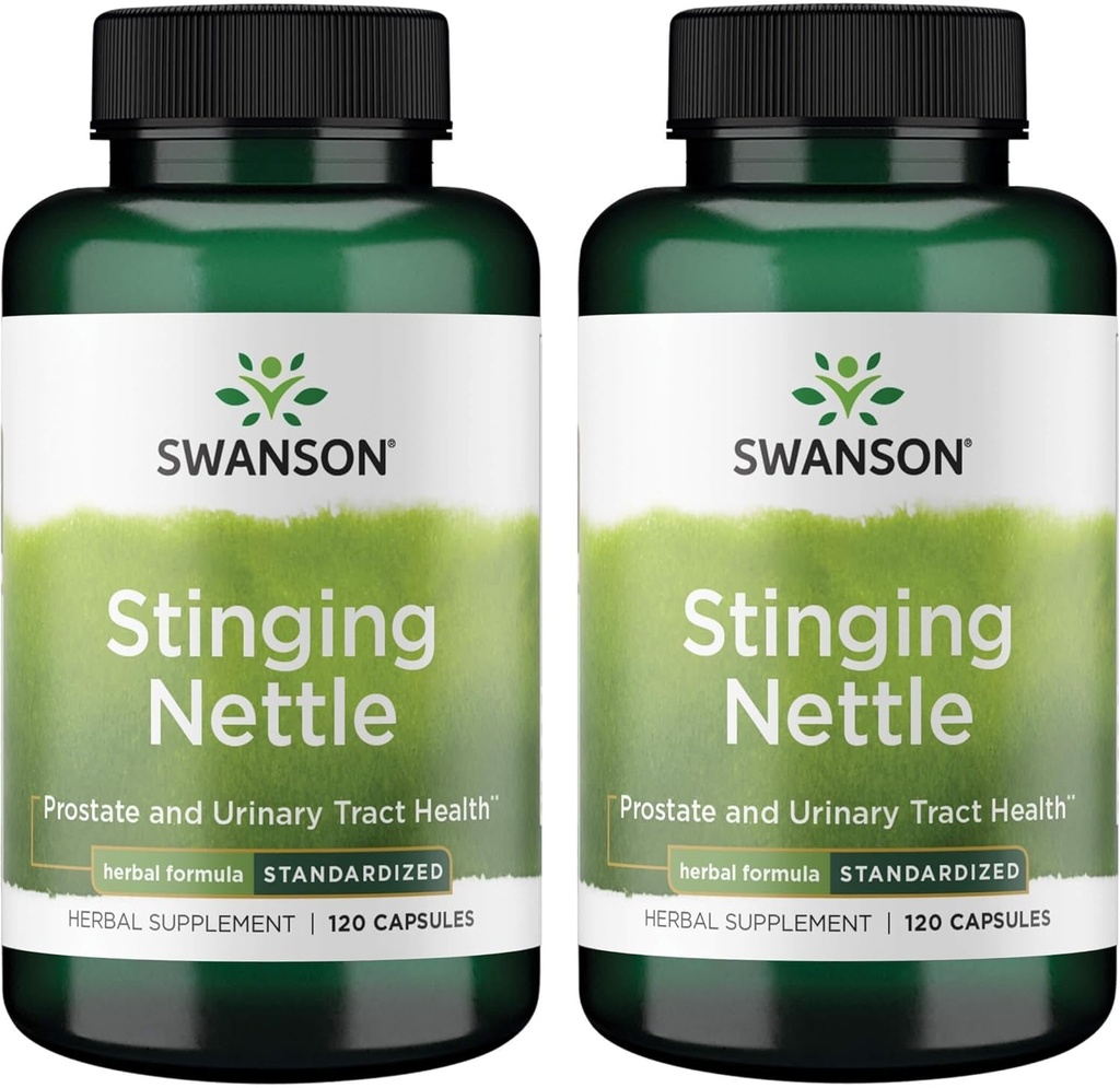 Swanson Sting Nettles - taimsed täiendused eesnäärme tervise ja kuseteede toetamine - looduslik valem, mis toetab hingamisteede tervist ja vedeliku tasakaalu - (120 kapslit) (2 pakendit)