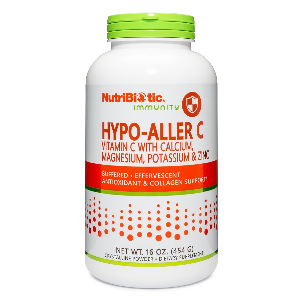 NutriBiotic - Hypo-Aller C Powder Vitamin C & Minerals, 16 Oz | 1300 Mg Vitamin C for Antioxidant & Collagen Support | Buffered with Calcium, Magnesium, Zinc & Potassium | Gluten & GMO Free