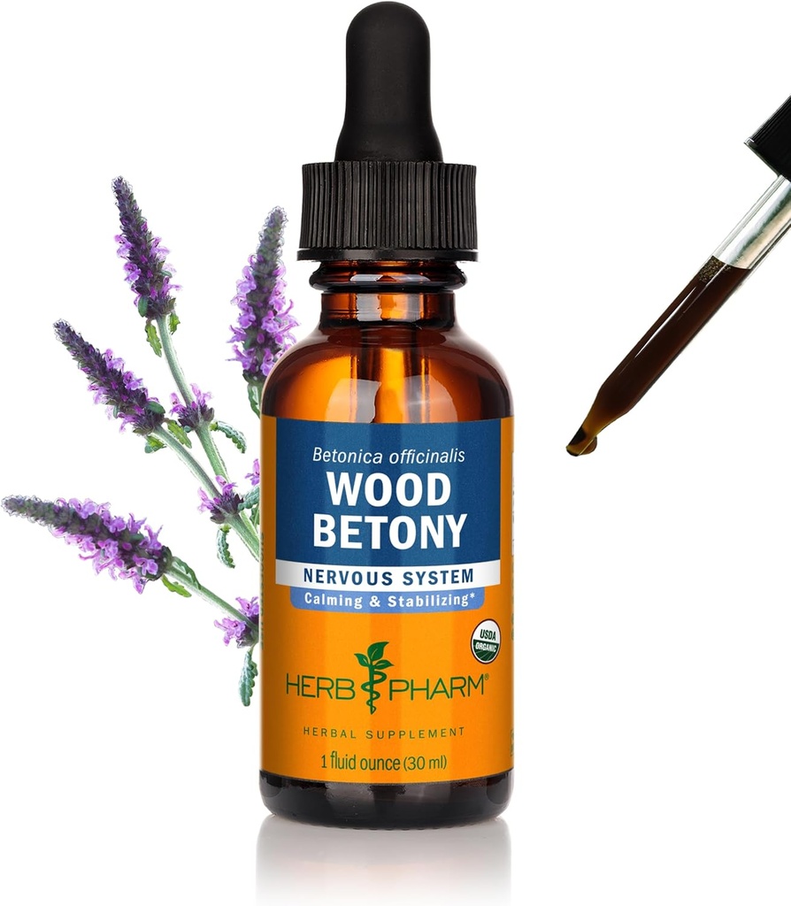 Herb Pharm Certified Organic Wood Betony Vedel Extract - 1 Ounce (DWOOD01)
