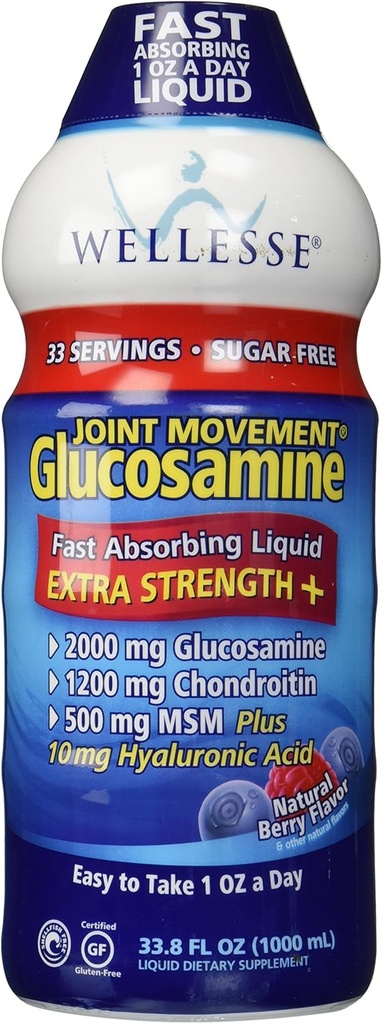 Wellesse liigese liikumine Glükosamiin koos kondroitiini ja Msm 33, 8 fl oz (1000 ml)