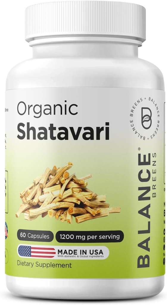 Orgaaniline Shatavari 1200mg, 60 kapslit - imetamist toetavad vitamiinid, hormonaalne tasakaal naistele, Asparagus Racemosus Juur