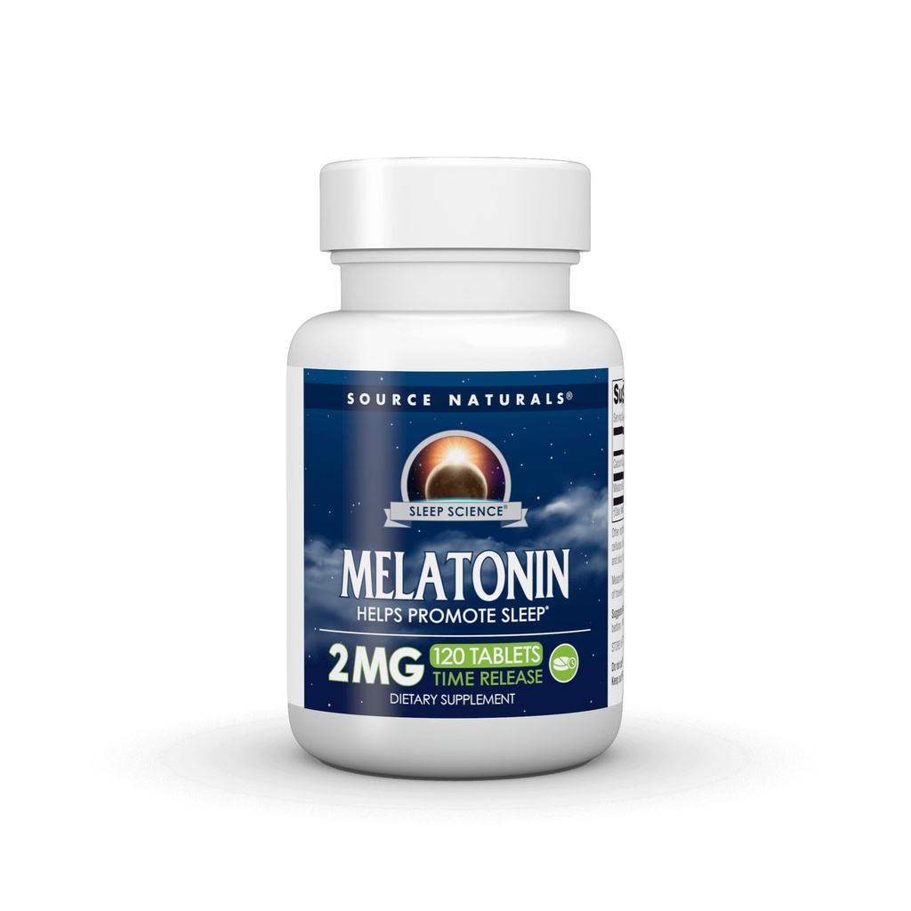 Allikas Naturals Melatoniin, aitab edendada une * - 2 mg - 120 aja vabastamist tabletid