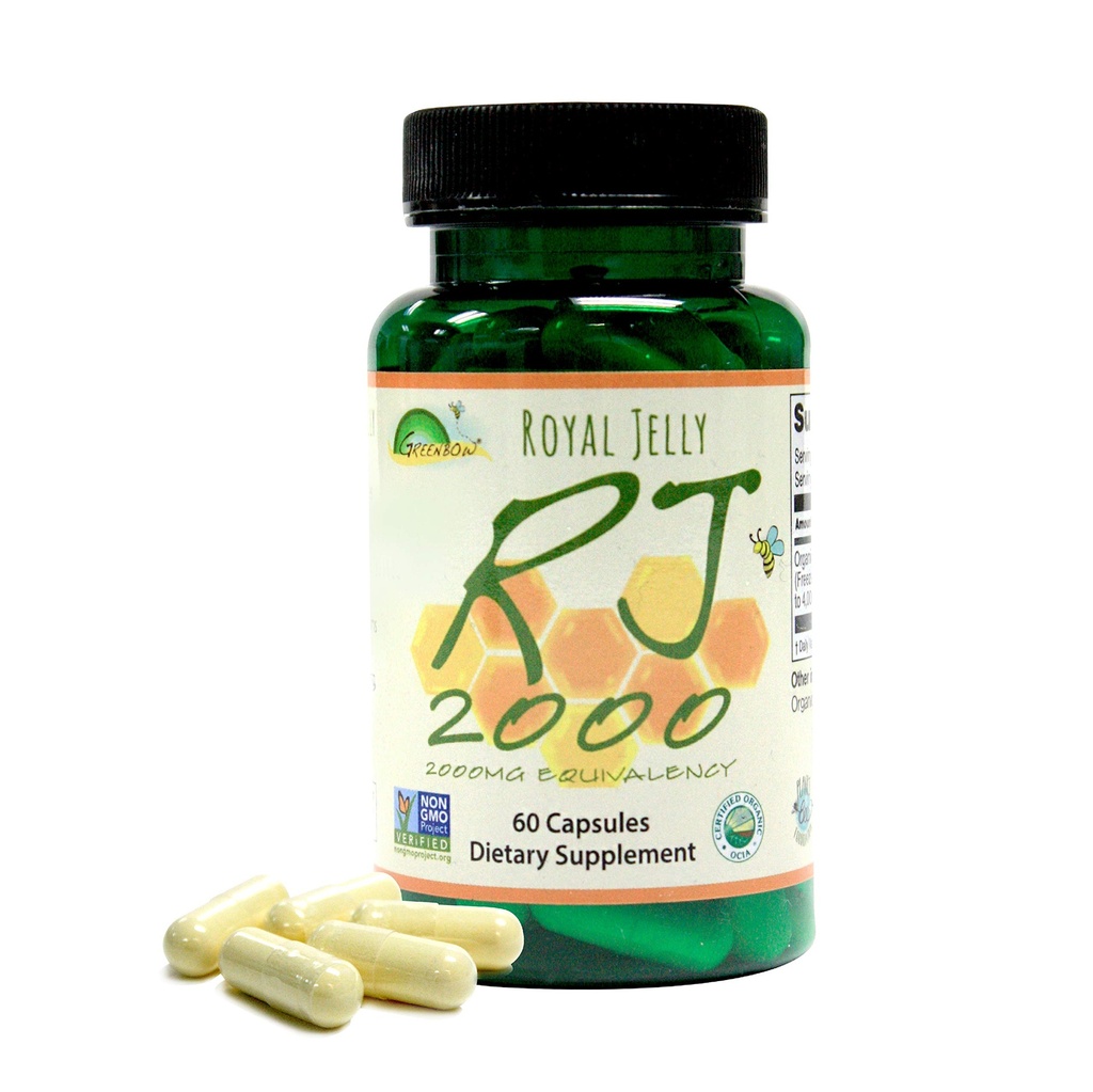 Greenbow Royal Jelly 2000mg Equivalency – Non GMO Made with Organic Royal Jelly – Üks enim toitaineid pakendatud – (60 vegankapslit)