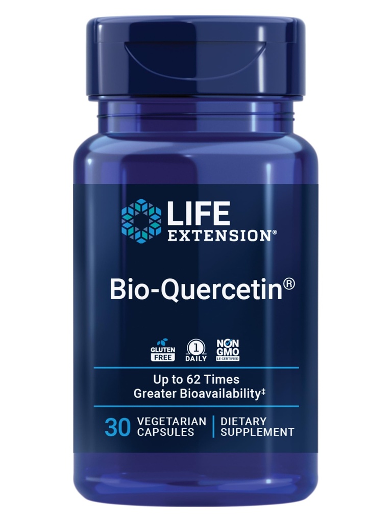 Elu pikendamine Bio-Quercetin, Immune Health Supplement, Heart Health Support, Gluteenivaba, mitte-GMO, taimetoitlane, 30 kapslit