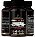 Himaalaja Shilajit kapslid Ashwagandha, Ginseng, Tribulus, Ginkgo & Black Pepper - Vegan, Gluteenivaba botaaniline segu igapäevaseks heaoluks ja elujõuks - 60 kapslit