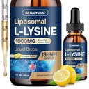 Liposomaalne L-lüsiin 1000MG Vedelad tilgad, 13-in-1 lüsiini toidulisandid - monolauriin, oliivilehe ekstrakt C-vitamiiniga, B6, D3, B12 ja tsink kollageeni, huulte, naha ja immuunsuse toetamiseks lastele ja täiskasvanutele, 2oz