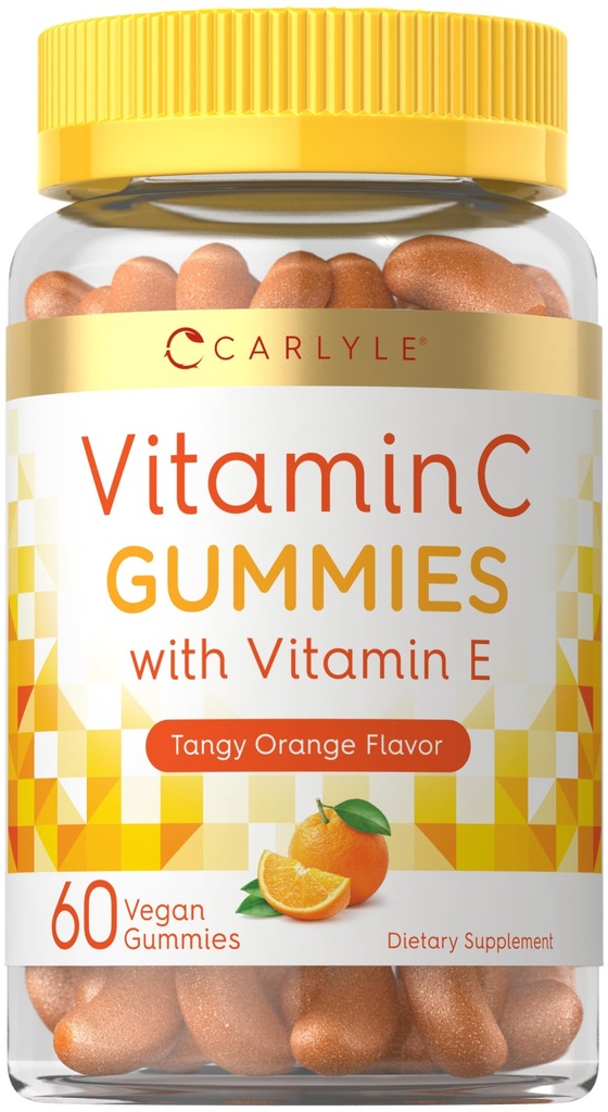 Carlyle C-vitamiini Gummies | 60 Count | Orange Flavor | koos E-vitamiiniga | Vegan, mitte-GMO ja gluteenivaba toidulisand