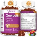 Quercetin Gummies, Quercetin koos C-vitamiini tsink, Bromelain, Elderberry ja D-vitamiin, Immune Support Täiskasvanud Lapsed, naised Mehed 120 Kummid närimistable