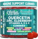 Puhas Quercetin Elderberry Immune Support Gummies | Tsink Vitamiin K2 D3 A Bromelain Goji Berry Turmeric Sea Moss Echinacea Astragalus Selenium Olive Leaf Immunity Supplement Kummi vitamiinid