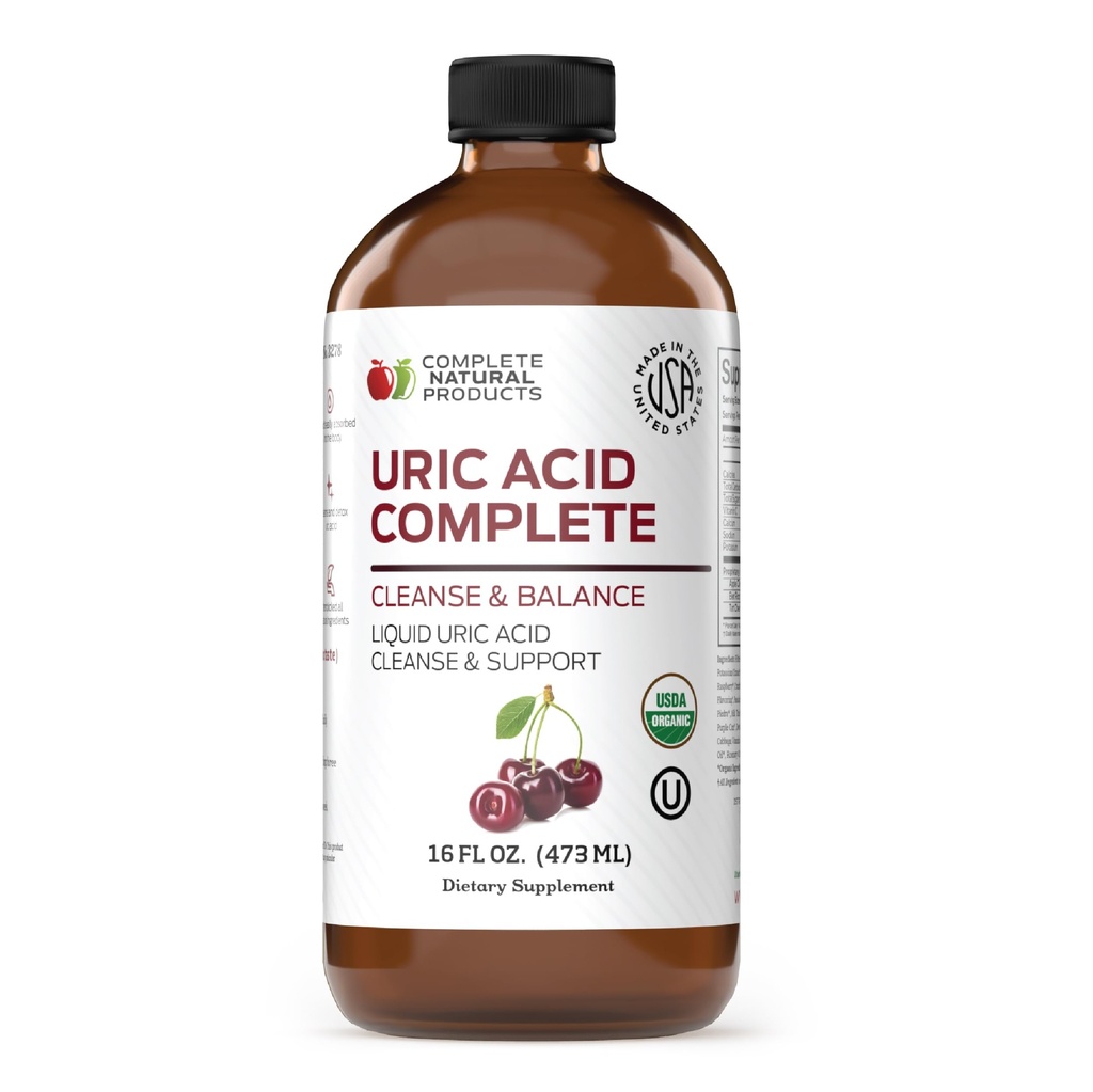 Täielik looduslikud tooted Uric Acid Complete - 16oz Vedel täiendus, et toetada kusihappe puhastamist, neerude tervist ja ringlust Apple Siidri äädika, tart kirsi ja peedi juurega.