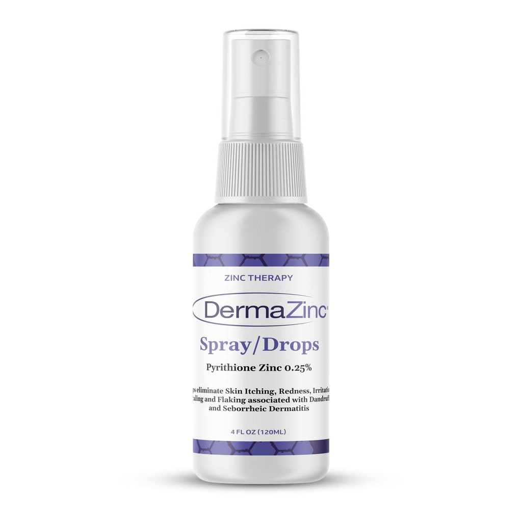DermaZinc Therapy Spray / Drops, tsingi pihusti nahakahjustuse leevendamiseks tilgad psoriaas, dermatiit, ekseem ja muud naha seisundi sümptomid, 4oz