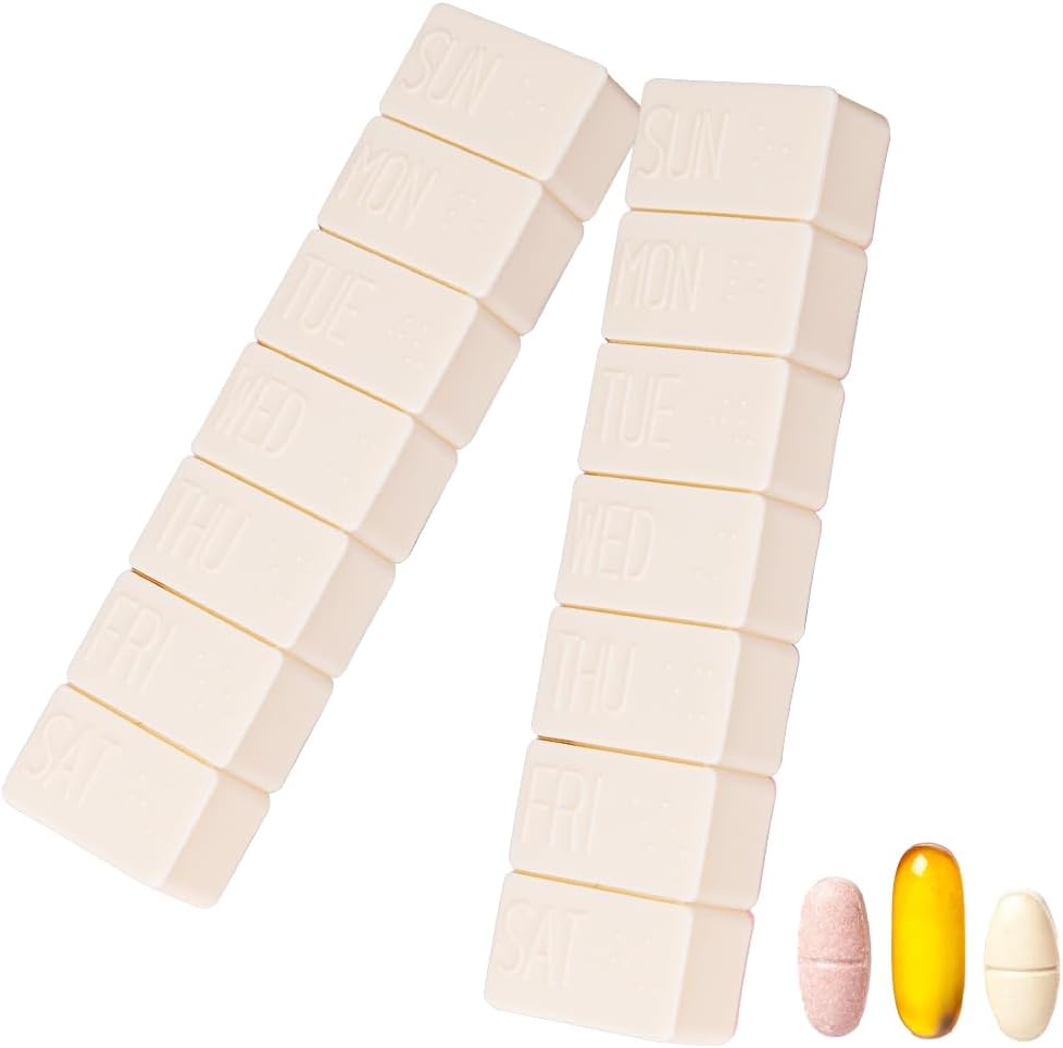 2Pack Weekly Pill Korraldaja, ekstra suur 7 päeva Pill Juhtumid Travel Daily Pill Box Fish Oil, Kaltsium tabletid Toidulisandid ja muud vitamiini pillid