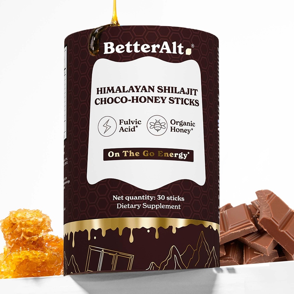 Parem Alt Chocolate Shilajit Honey Sticks 75% Fulvic Acid & 85+ Trace Minerals Chocolate-infundeeritud toores Honey Himalayan Shilajit Energy Booster 30 Sticks Natural Stamina & Endurance Support