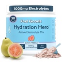 Feel Goods Hydration Hero, 1000mg Elektrolüütide Pulber, Suhkruvaba, Magneesium, Orgaaniline Aloe Vera, Orgaaniline Aloe, L Theanine, C & B12, Mitte-GMO, Keto, Vegan | Guava Fresca, 30 Servings