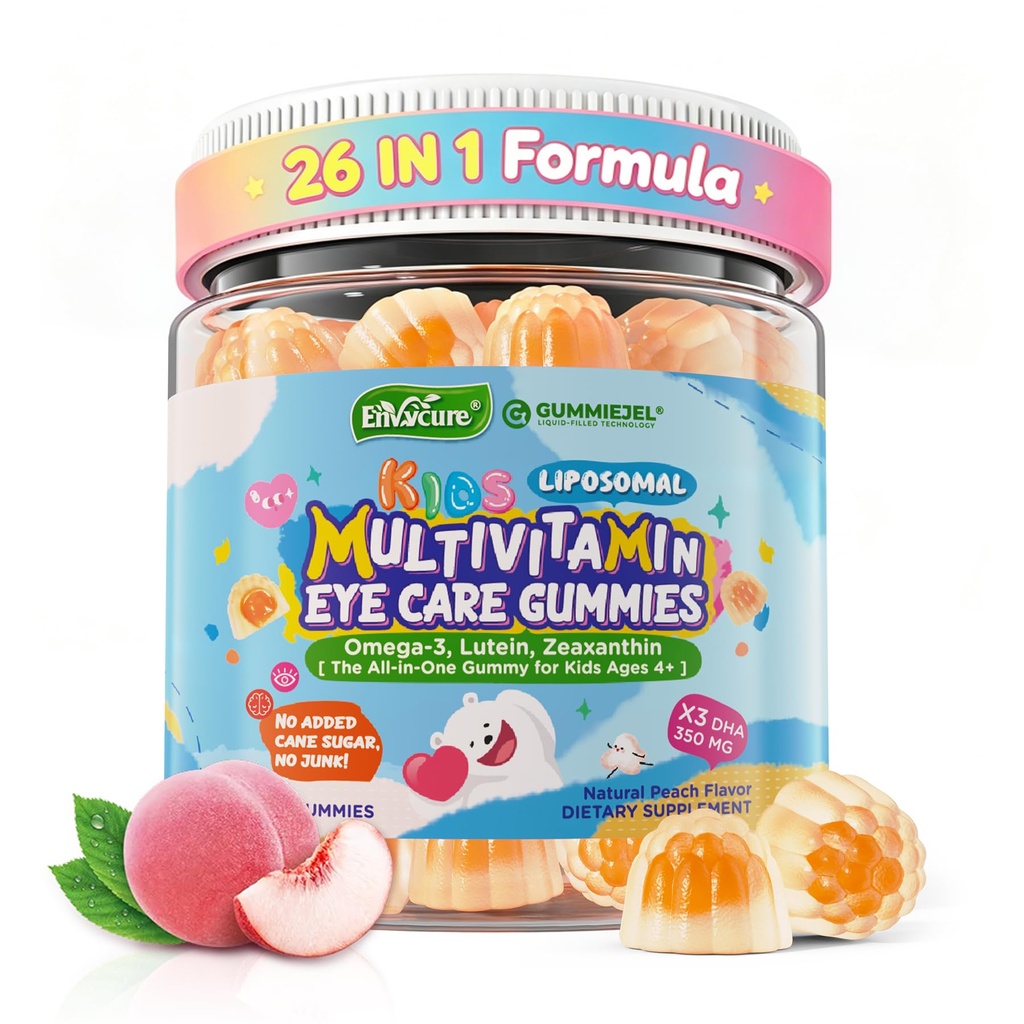 Lapsed Multivitamiini Kummid Raud, 450mg Vetikad Omega-3, Metüülitud B12, Folaat, Fiber 2g, Probiootikumid, Magneesium, A, C, D, K, Tsink, Laste Vitamiinid Kasvuks, Aju, Silma, Soolestiku, Immune, Suhkruvaba