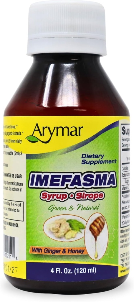 Arymar Imefasma koos ingveri ja mee köha siirupiga (4 oz) - õrn leevendus looduslike koostisosadega