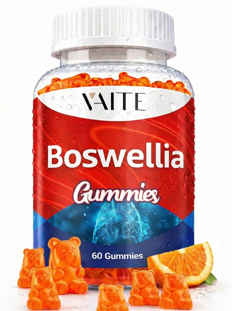 VAITE Boswellia Serrata Gummies 1200mg - India Frankincense ekstrakt boswellihappega, taimepõhine toidulisand, ühine tugitervise valem, mitte-GMO, gluteenivaba, suhkruvaba, 60 närimistabletid