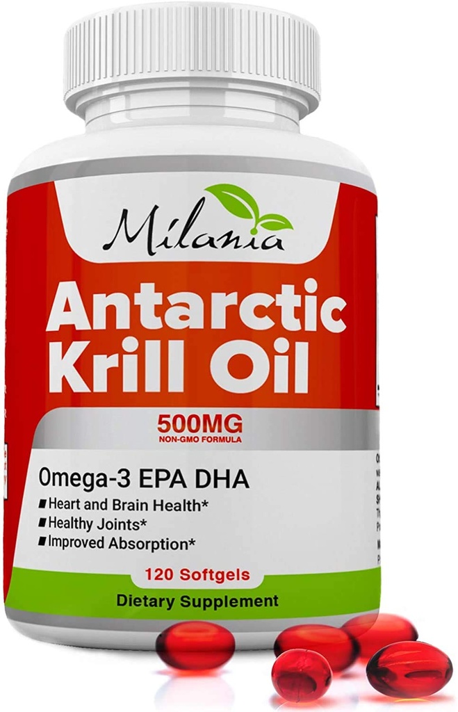 Antarktika krillõli - 120 Softgels - Omega-3 EPA, DHA, astaksantiiniga - saadud punasest krillist - maksimaalne tugevus - 500mg