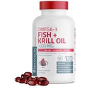 Bronson Omega-3 kala + krillõli 1000 MG EPA DHA astaksantiin Premium Blend - liiges, aju ja silmade tervis - Non GMO, Heavy Metal Tested, 120 Softgels