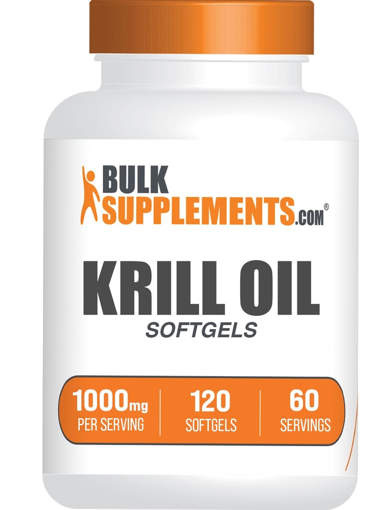 BulkSupplements.com Krill Oil 1000mg Softgels - Antarktika krillõli lisand - Omega 3 täiendus, DHA lisand - gluteenivaba, 2 Softgels per Serving, 120 loend (pakk 1)