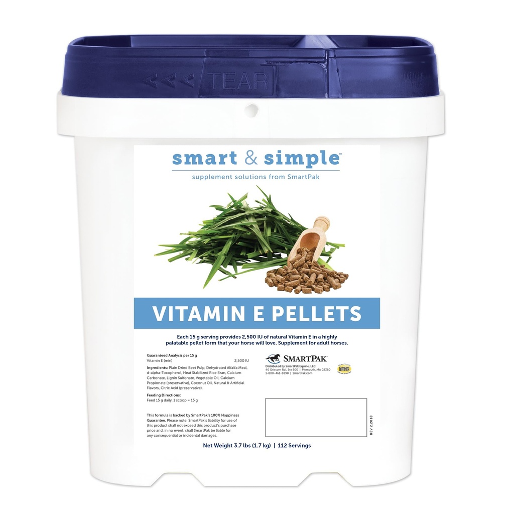 Nutikad ja lihtsad E-vitamiini graanulid | Hobuselisandi graanulid | E-vitamiin hobustele | Immuunsüsteemi tugi | Pellet vorm lihtsaks söötmiseks | 112 serveerimiseks | 3,7 LB ämber