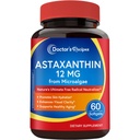 Arsti retseptid Astaksantiin 12 mg, värsketest Premium mikrovetikatest, Max Tugevus, Ei Gluteeni, Mitte-GMO, toetab nahka, silma, luu ja immuunsüsteemi tervist, 60 Softgels