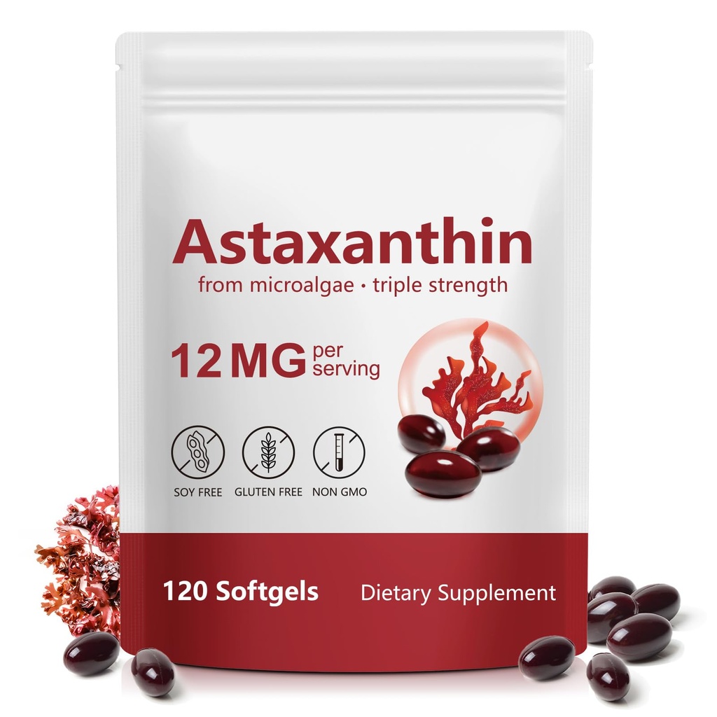 WHLH & HELL-BEING Premium 12mg Astaksantiin Softgels | 120 Count | Antioksüdant toidulisand looduslikest mikrovetikatest | Mitte-GMO, Gluteenivaba