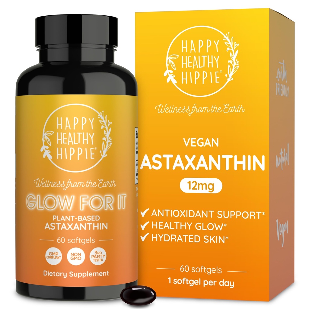 Astaksantiini täiendus 12mg | Taimne antioksüdant naha hüdratsiooniks, elastsuseks ja kiirgavaks kuma | vetikaekstraktist | Mitte-GMO, vegan, valmistatud USAs | 2 kuu pakkumine, 60 Softgels