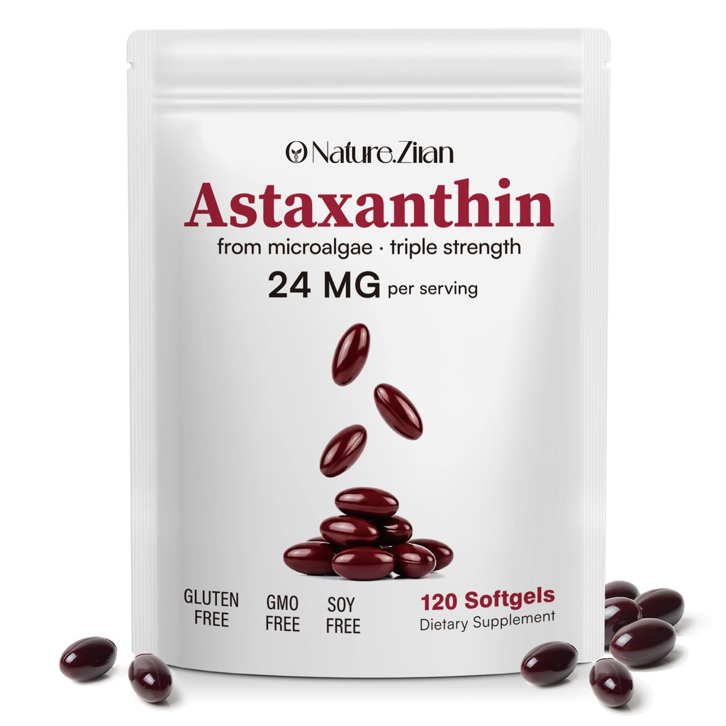 ZIRAN Astaxanthin Supplements 24mg, Antioksüdandid täiendada, toetab silma &Joint &Skin Health | 4 kuu pakkumine | 120 Softgels